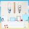 3 Pieces Surfboard Wooden Beach Decor for Bedroom Surfboard Wall Decor Summer Wood Wall Hanging Sign for Tropical Bedroom Living Room Decoration (Ocean)